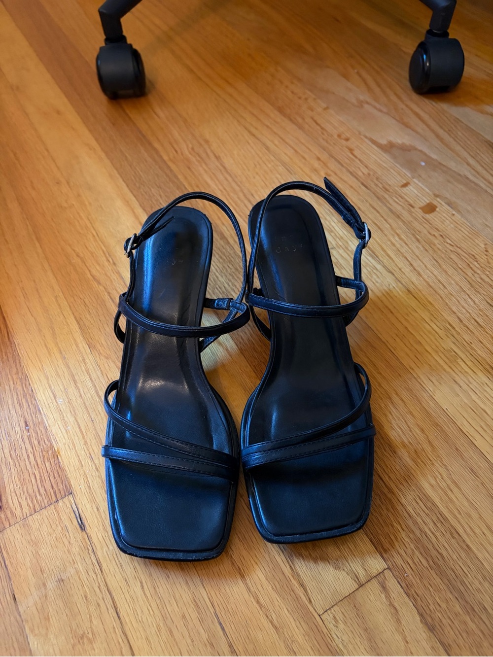 Classic Black Strappy Square-Toe Sandals